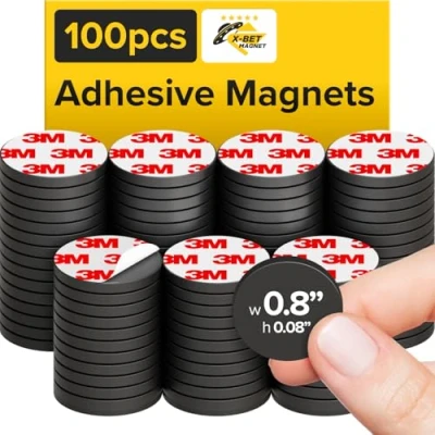 Imagen de X bet MAGNET imanes Adhesivos para Manualidades, 100 Unidades, Redondos Flexibles con Parte Trasera Adhesiva, pequeños Adhesivos, Puntos magnéticos Adhesiva Son