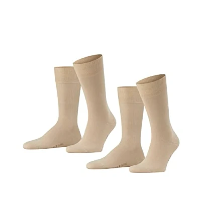 Imagen de FALKE Swing 2 Pack M SO algodón unicolor pares, Calcetines Hombre, Beis (Sand 4320), 43 46