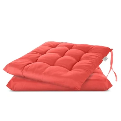 Imagen de Brandsseller Cojín de Silla aprox. 40 x cm Asiento con Correas Sujeción para Interior Exterior como juego 2 Rojo
