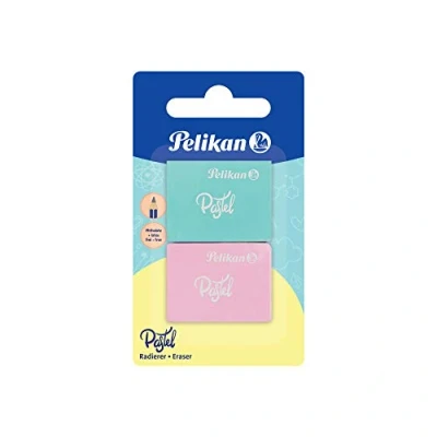 Imagen de Goma de Borrar Pelikan, en Colores Pastel, para Lápiz Grafito, con Esquinas Redondeadas, Apta Dibujo Técnico, Artístico y Uso Escolar, Paquete 2 Piezas