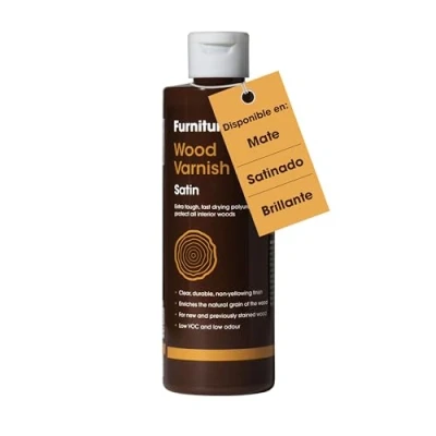 Imagen de barniz de madera interior extra resistente (250 ml, satinado) Secado rápido, a base agua para proteger todos los muebles dura y blanda, puertas