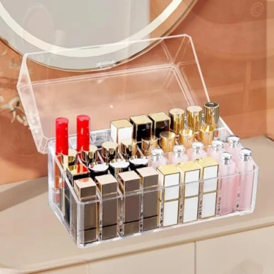 Imagen de LPAMABA 36 Ranuras Acrílico Organizador de Pintalabios Labios Maquillaje Soporte Torre Lápiz Labial Cosmeticos Cosmético Almacenamiento