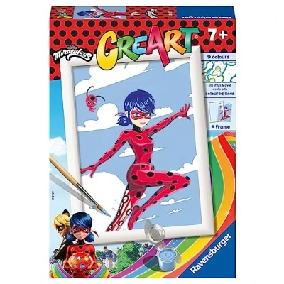 Imagen de Ravensburger CreArt Serie E: Miraculous Ladybug, Kit para Pintar por Números, Contiene una Tabla Preimpresa, un Pincel, Colores y Accesorios, Juego Creativo Niños Niñas 7+ Años