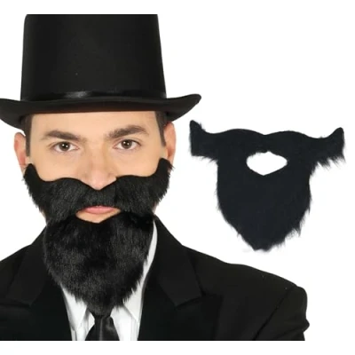 Imagen de FIESTAS GUIRCA Barba con Bigote Largo Adhesivo, Color Negro (11962)