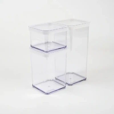 Imagen de Rotho Loft Juego de 3 latas almacenamiento varios tamaños, plástico alimentario (PP) sin BPA, transparente/blanco, (21.2 x 11.4 23.5 cm)