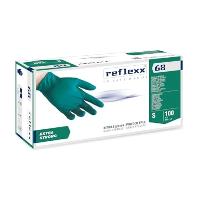 Imagen de Reflexx R68/s sin polvo guantes de nitrilo Gr 6.0, tamaño pequeño, verde (Pack 100)