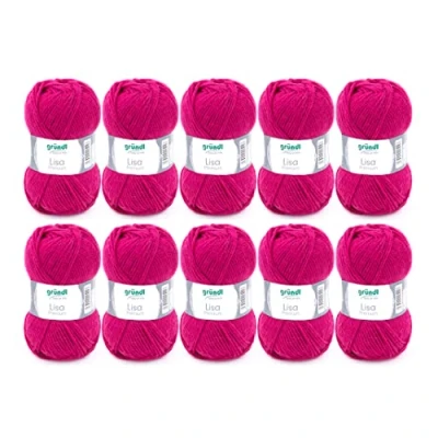 Imagen de Gründl Lisa Premium Bolsa de 10 Ovillos, Acrílico, Fucsia, 32x27x6 cm, 1330
