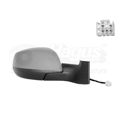 Imagen de espejo retrovisor Van Wezel 3702818 derecha imprimado completo, convexo, para ajuste elect. espejo, calefactable