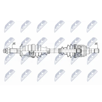 Imagen de NTY NPW DA 000 Árbol de transmisión Eje delantero, izquierda 539, 56 sin anillo sensor ABS