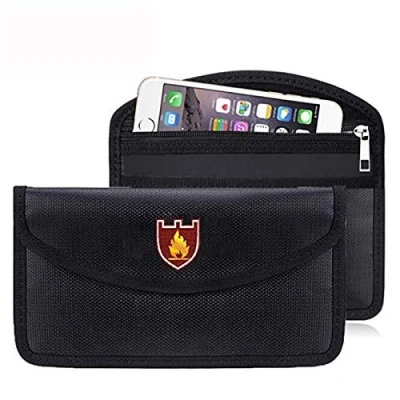 Imagen de Pequeña bolsa ignífuga de 21 x 11,5 cm, para documentos y documentos, tejido fibra vidrio revestido silicona, impermeable, portátil, A4, pasaporte, billetes
