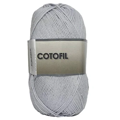 Imagen de Hilo Ovillo de Cotofil 100% Algodón perfecto para DIY y tejer a mano (Color Gris Plata 100 g, aprox. 250 metros)
