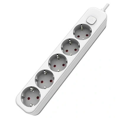Imagen de Base Blanca múltiple con Interruptor + 5 Tomas schuko y Cable de 1,5 m