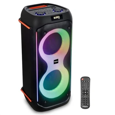 Imagen de Ibiza COLUMBA600 Altavoz, potente bafle 2x6,5&quot;/16cm en batería recargable Bluetooth, Micro SD, USB, Aux, 2 MIC IN TWS LED multicolor infinito Asa
