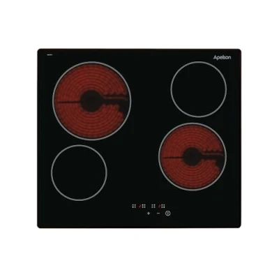 Imagen de Apelson Placa de Gas ACGI 4060 BK 4 Quemadores Esmaltados Encendido Electrónico Válvulas Seguridad Natural Inyectores Butano Ancho 60 cm Gran Potencia 7 Kw Acabado Cristal Negro
