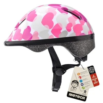 Imagen de Casco Bicicleta Bebe Helmet Bici Ciclismo para Niño Cascos Infantil Patinete Montaña BMX Carretera Skate Patines monopatines (XS 44 48 cm, Pink Hearts)