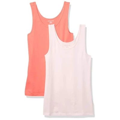 Imagen de Amazon Essentials Camiseta Ajustada sin Mangas Mujer, Pack de 2, Rosa/Rosa Coral, XS