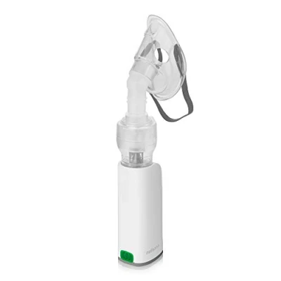 Imagen de Medisana IN 535 Inhalador portátil para el transporte, nebulizador de compresor con boquilla y máscara adultos niños, resfriado o asma batería recargable a través Micro USB
