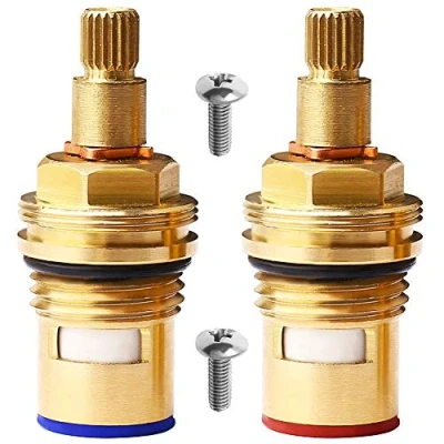 Imagen de BETOY 2 PCS Ceramico Grifo Valvula de Cobre Cartucho Disco Cerámica con Tornillos 4 mm Cabezal Reemplazo para Agua Fria y Caliente(1 par Caliente &amp; Frío)