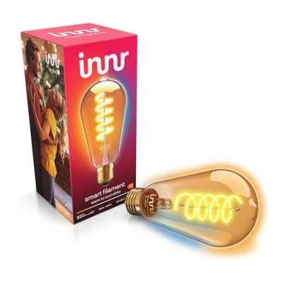 Imagen de innr E27 Filament Bombilla Inteligente LED Edison, Zigbee E27, Regulable, Funciona con Hue*/ Home Assistant/Homey/Alexa, Luz Blanco Cálida a Frío, 620lm, 1 Pack