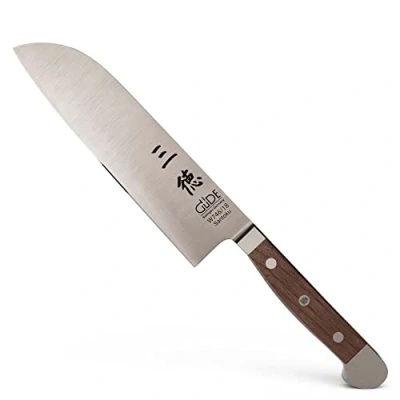 Imagen de GÜDE Solingen Cuchillo Santoku forjado, 18 cm, madera de nogal, ALPHA WALNUT doble virola, Hecho a mano en Alemania