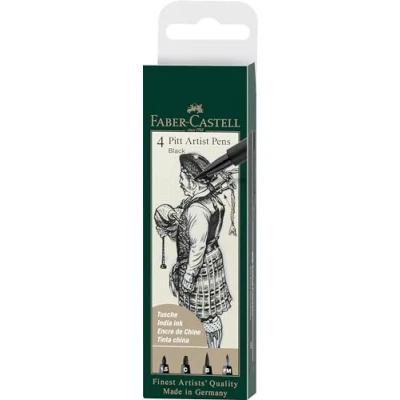 Imagen de Faber Castell 167153 Pitt Artist Pen, color 199, negro, 1.5, C, B, pincel Medio, 4 unidades
