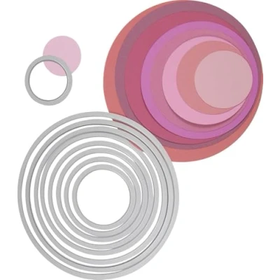 Imagen de Ellison Europe Sizzix Framelits Juego de troqueles (8 unidades), diseño circular, multicolor