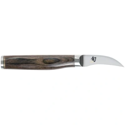 Imagen de KAI Shun Premier Tim Mälzer Cuchillo japonés para pelar con hoja de 5 cm Núcleo VG MAX 61 HRC, 32 capas Damasco pulido Mango madera Pakka color marrón medio Superficie martillada