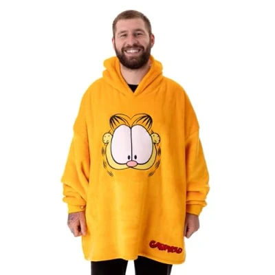 Imagen de Garfield Sudadera con capucha para hombre Polar y jersey extragrande adultos in Naranja Ropa de estar por casa cara grande personaje gato perezoso
