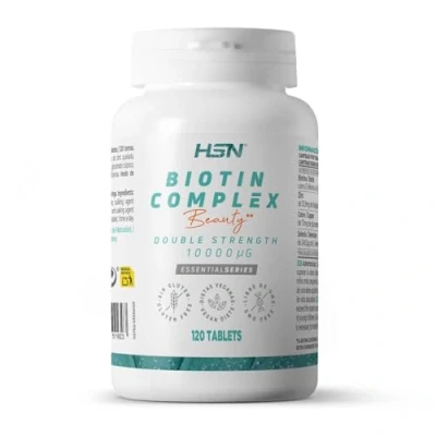 Imagen de Biotina 10000 MCG de HSN 120 Tabletas Doble Potencia Biotin Complex en Forma D y con Minerales: Zinc + Cobre Selenio No GMO, Vegano, Sin Gluten