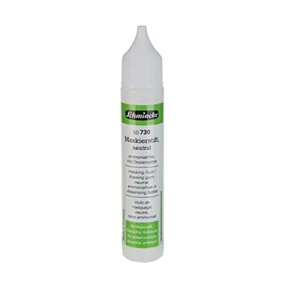 Imagen de Schmincke lápiz de enmascarar neutro, 25 ml, 50 730 005, dispensador, líquido incoloro (color blanco)para cubrir zonas cuadros sobre papel acuarela, cartón dibujo liso, sin amoníaco