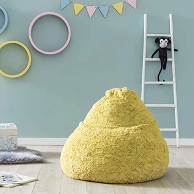 Imagen de Lumaland Beanbag PUF otomano Niño Peluche XL Comfortline 120 lt Funda y Costuras reforzadas. Amarillo