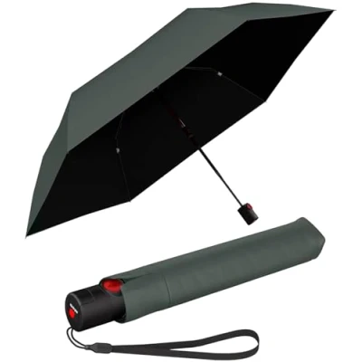 Imagen de Knirps Paraguas de bolsillo Ultra U.200 Medium Duomatic encendido automático resistente a las tormentas al viento, Forest con protección UV y contra el calor, 95 cm