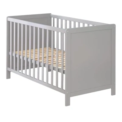 Imagen de Roba Cuna 2en1 60 x 120 cm + Colchón Safe Asleep® Cama Infantil y Colecho Ajustable en Altura 5 Barrotes Removibles Madera Gris