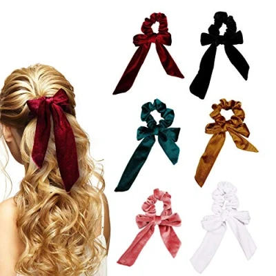 Imagen de Bandas Elasticas de Pelo Terciopelo Diademas Scrunchies Arco Lindo Elásticas Gomas para Niñas Mujer 6 Colores