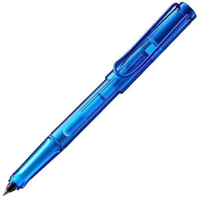 Imagen de Lamy Balloon 311 Bolígrafo de punta redonda transparente en color azul con mango distintivo y clip metal recubrimiento polvo, cartucho tinta, ancho trazo B