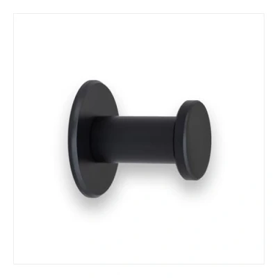 Imagen de EVI Herrajes Percha de Baño Colgador Pared Acero Inoxidable Lacado Negro Para Colgar Ropa, Abrigos o Toallas Toallero Adhesivo y/o Tornillo 190DUALNG