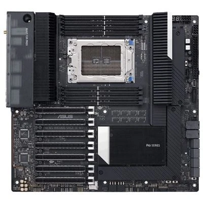 Imagen de Asus Pro WS WRX80E SAGE SE WiFi II Placa Base Workstation AMD sWRX8 Ryzen Threadripper E ATX (VRM de 16 Fases, Intel Dual LAN10G, USB 3.2 Gen 2x2, 7X PCIe 4.0, 3X M.2 PCIe4.0 y ASMB9 iKVM)