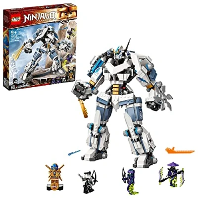 Imagen de LEGO 71738 Ninjago Combate en el Titán Robot de Zane, Figura Acción Ninja Juguete con Minifiguras Jay Dorado y Zane Guerreros Fantasma, Regalos para Niños Niñas 9 Años o Más