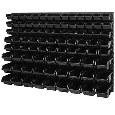 Imagen de PAFEN Sistema de almacenamiento pared 1158 x 780 mm Cajas apilables visualización Juego 3 paneles (negro)