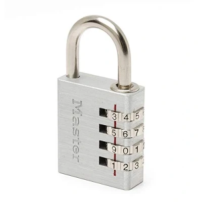 Imagen de Master Lock 7640EURD Candado con combinación personalizable y cuerpo de aluminio, Gris, 4 x 7.8 1.5 cm