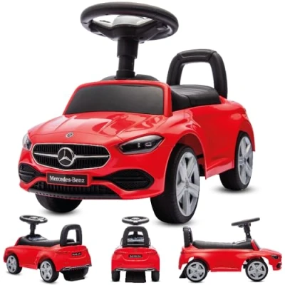 Imagen de sun baby Coche de Empuje Mercedes C Class, para Niños a Partir 1 año, Volante con Audio, Asiento Respaldo, Espacio portaobjetos bajo el Asiento, protección antivuelco (Rojo)