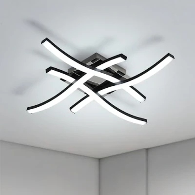 Imagen de Comely Lámpara de Techo LED Diseño Curvo 24W 2300LM, Negro Ondulada Luz para Sala Estar Dormitorio Pasillo Balcón Oficina