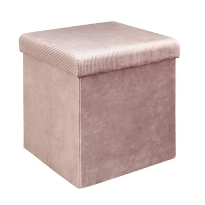 Imagen de HOME DECO FACTORY HD6812 Caja PUF Plegable TERCIOP, Textil. Poliéster. Madera y MDF, Rosa Polvo, 38.00 x cm