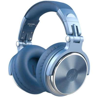 Imagen de OneOdio Pro10 Auriculares DJ con Cable, Estéreo de Mezcla y Monitor Estudio, 50mm Controladores, 3.5 6.35mm Conector Audio para PC AMP Grabación Teléfono Piano Guitarra,Azul Celesteo