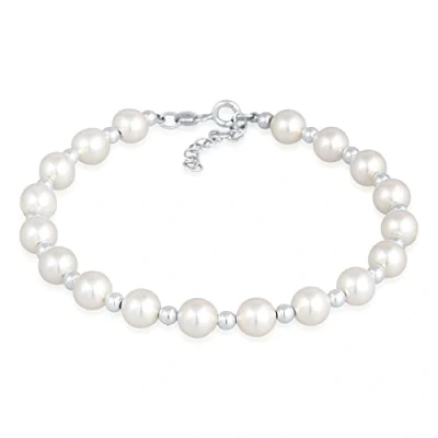Imagen de pulsera de perlas para mujer (6 mm), con elementos plata, Plata ley 925, longitud 16 19 cm, centimeters, ley, Perla