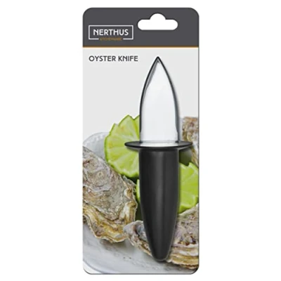 Imagen de NERTHUS FIH 891 Cuchillo para Ostras de Acero Inoxidable, Color Negro