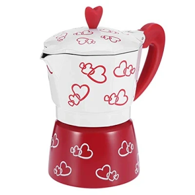 Imagen de Cafetera de aluminio con encimera espresso Corazón rojo Moka Pot estufa italiana Express(S)