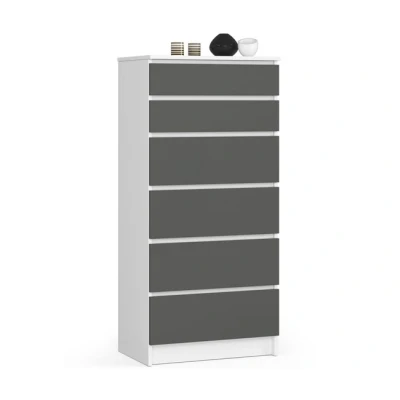 Imagen de Cómoda k60 akord 6 cajones color blanco, grafito gris 60 cm