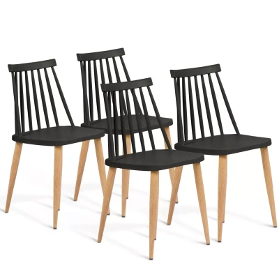 Imagen de IDMarket Juego de 4 sillas Lily negras para comedor