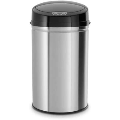 Imagen de ECHTWERK Papelera, papelera con sensor, eléctrica, sensor de movimiento por infrarrojos, cuerpo acero inoxidable, INOX Negro, capacidad 30 litros, cepillado